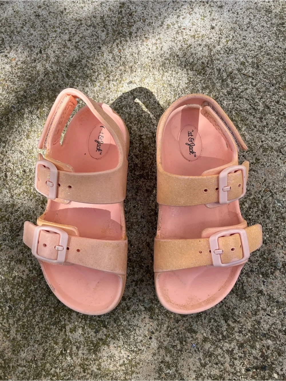 Cat & Jack Peach/Pink Double-Buckle Kids Sandals